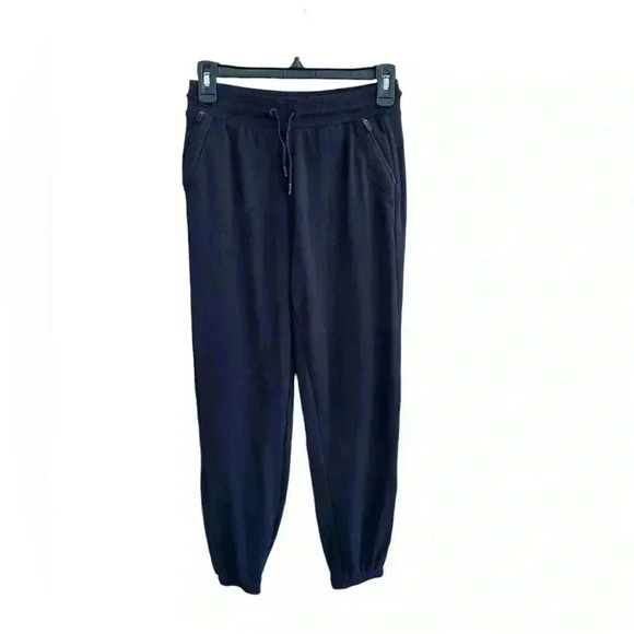 ATHLETA GIRL jogger lightweight black sz 12 zip pockets adjustable waist used - Picture 1 of 5